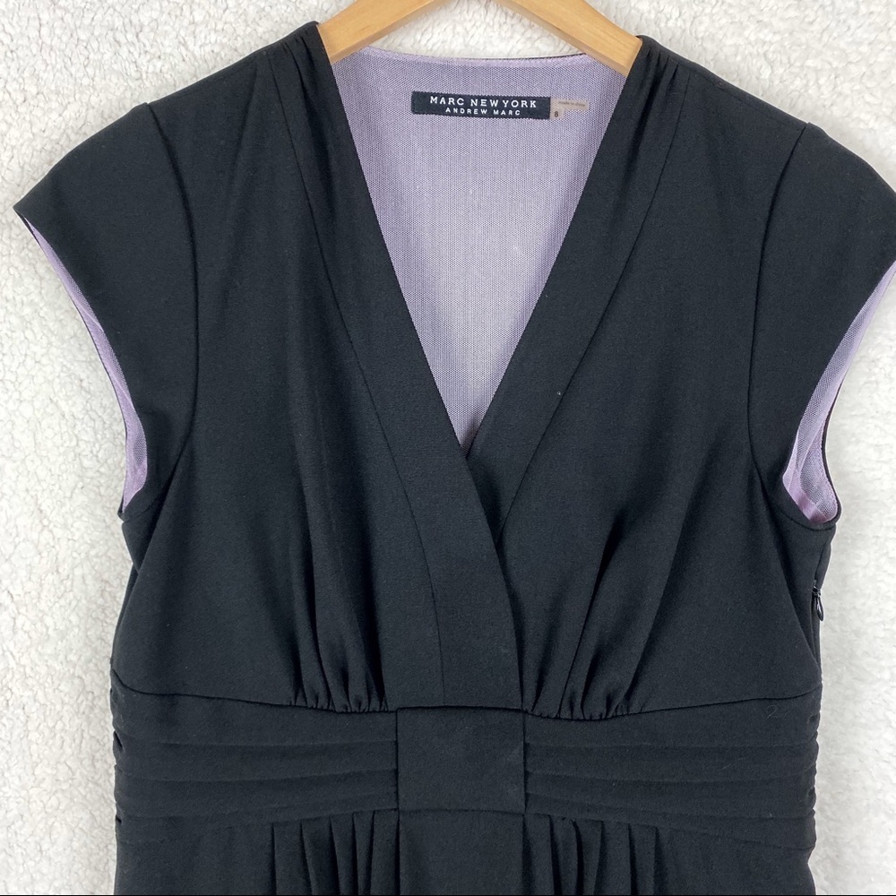 Andrew Marc Black Faux Wrap Knot Dress Size: 8 - Picture 3 of 6